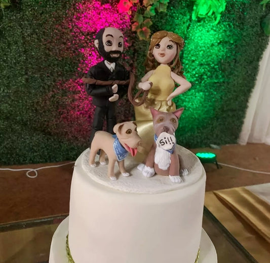 Adorno de torta en porcelana fría para Bodas
